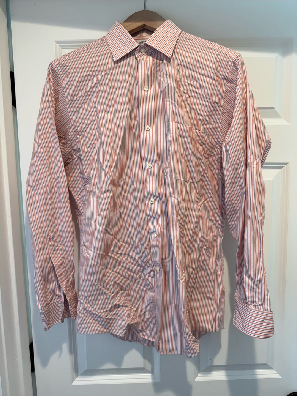 Brooks Brothers 15-33 Regent Orange and Blue Stripe Dress Shirt